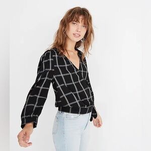 Madewell wrap top in windowpane